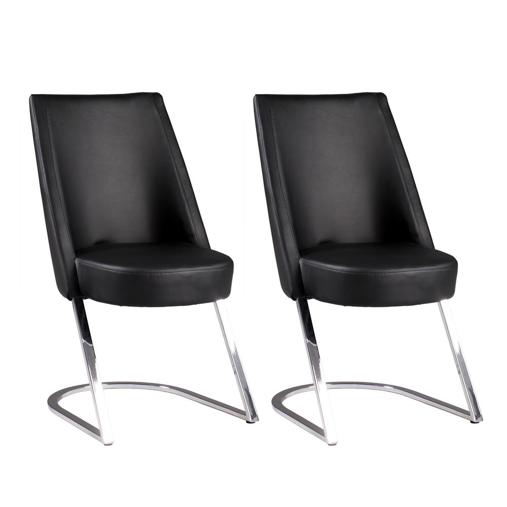 Slight Concave Back Side Chair - Set Of 2, Black. Picture 3