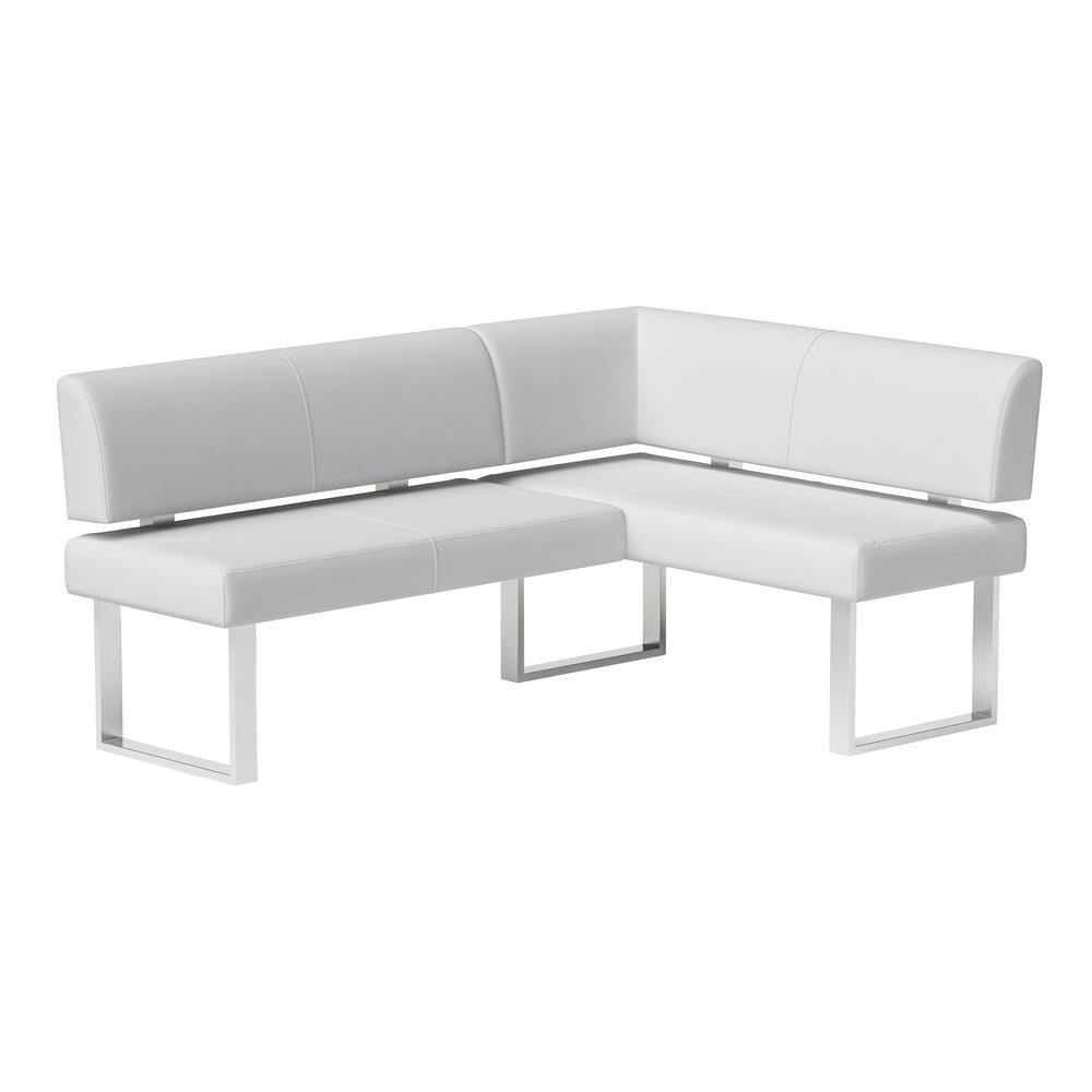 Linden Table+Nook+Bench, Gloss White. Picture 7