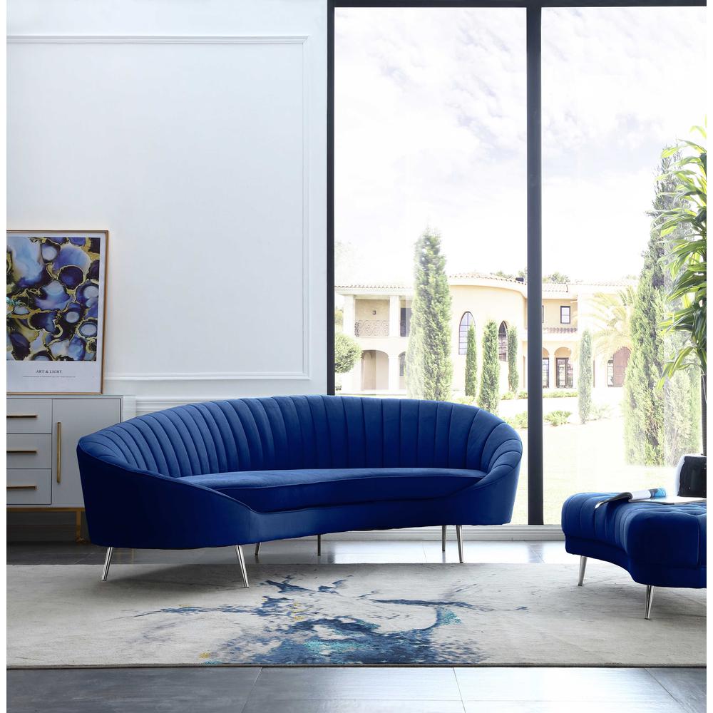 Modern Chaise-Style Sofa w/ Pet & Stain Resistant Fabric Blue. Picture 2