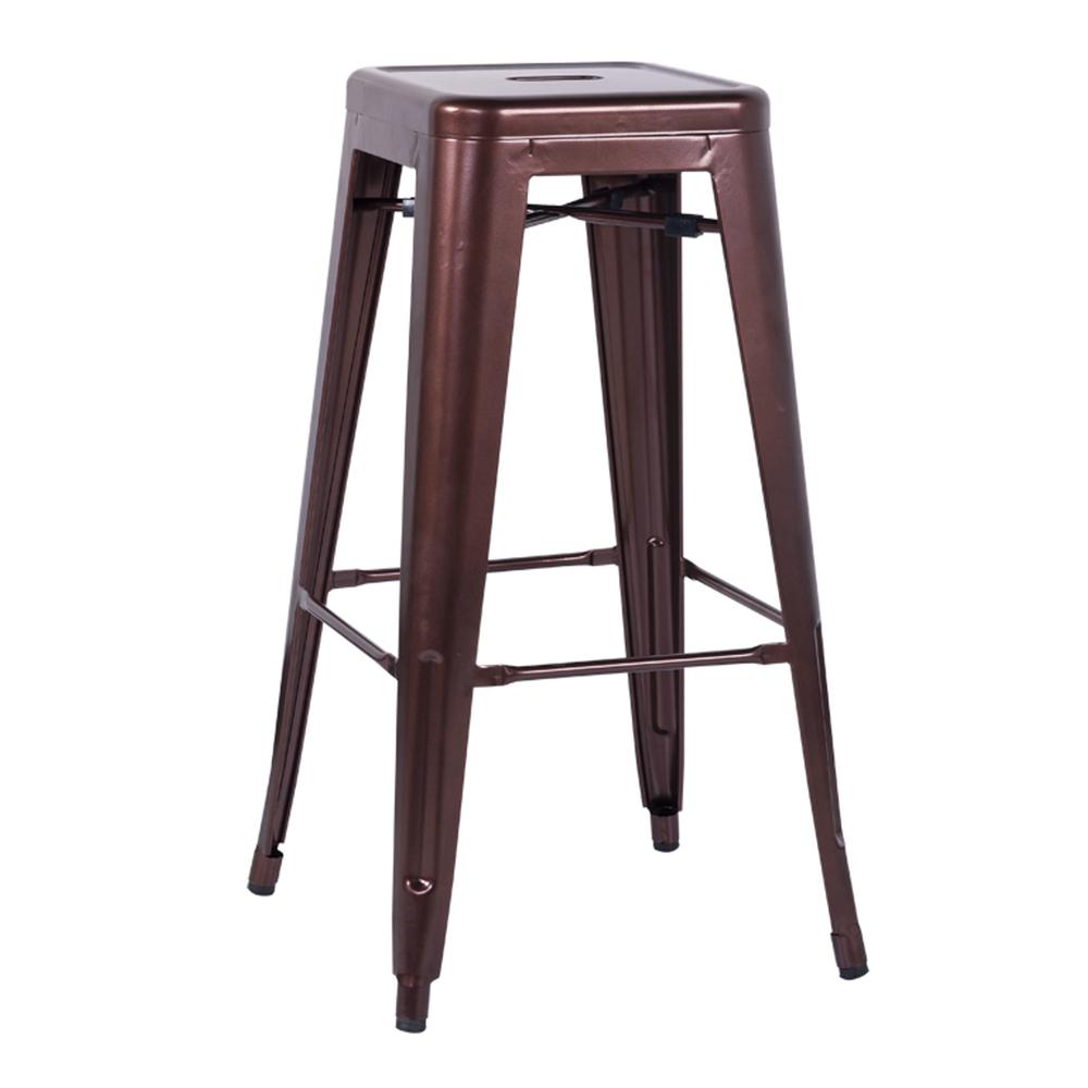 Galvanized Steel Bar Stool  - Set Of 4, Copper. Picture 2