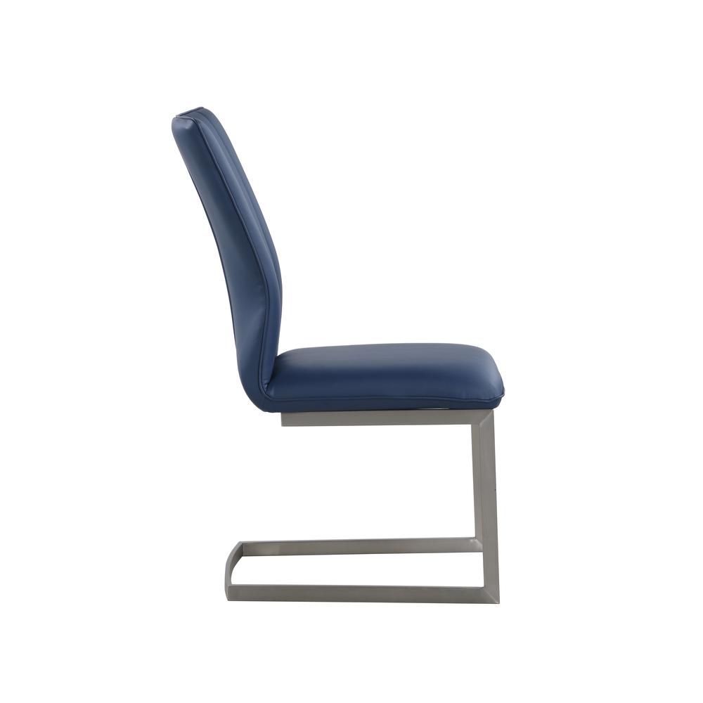 Channel Back Cantilever Side Chair - Set Of 2, Blue. Picture 4