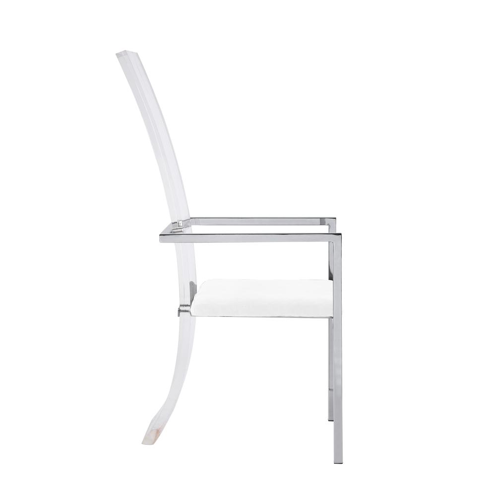 Acrylic High Back Arm Chair - Set Of 2, White. Picture 6