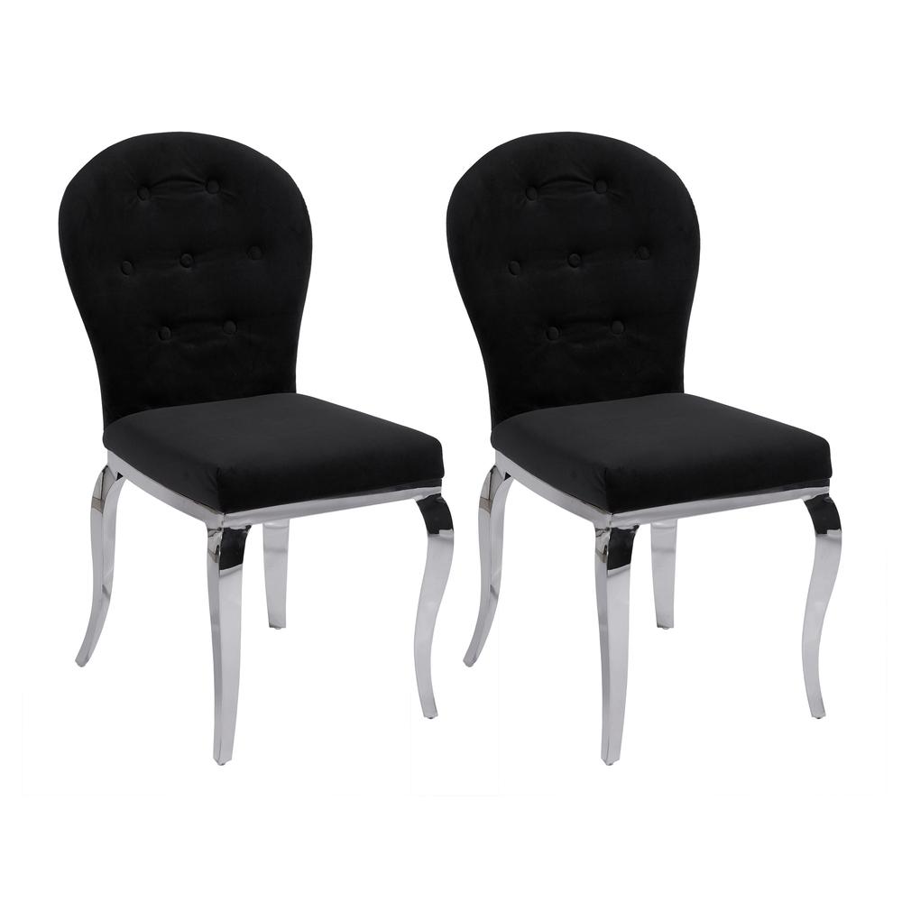 Transitional Oval Back Side Chair - Set Of 2, Stainless Steel. Picture 3