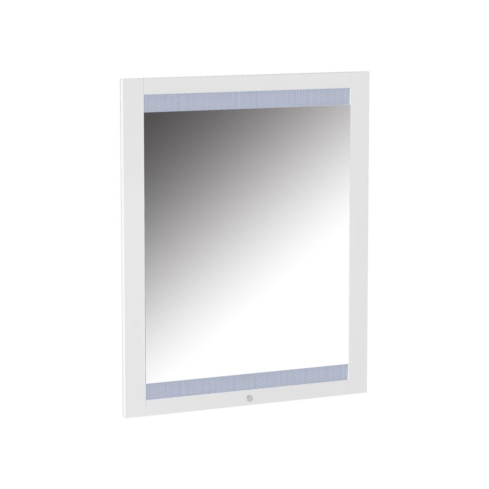 Modern White Laminate Framed Mirror w/ LED Light. Picture 1