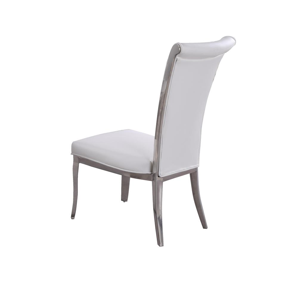Modern Tall Rolled Back Side Chair - Set Of 2, White. Picture 3