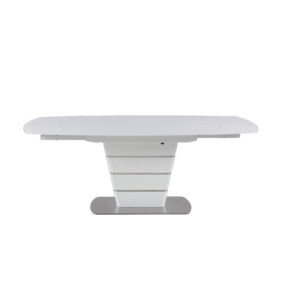 Contemporary White Motion-Extendable Dining Table. Picture 6