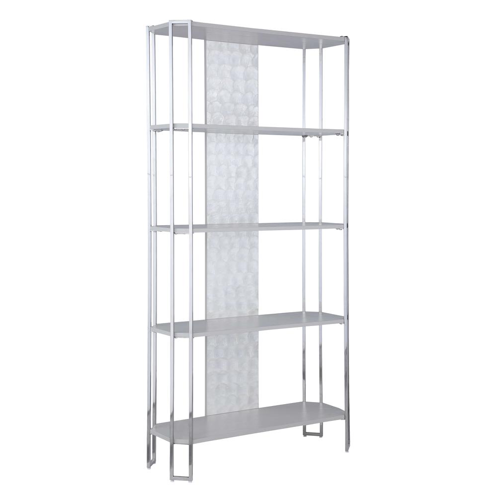 Contemporary Gray Bookshelf w/ Polished Steel Frame. Picture 2