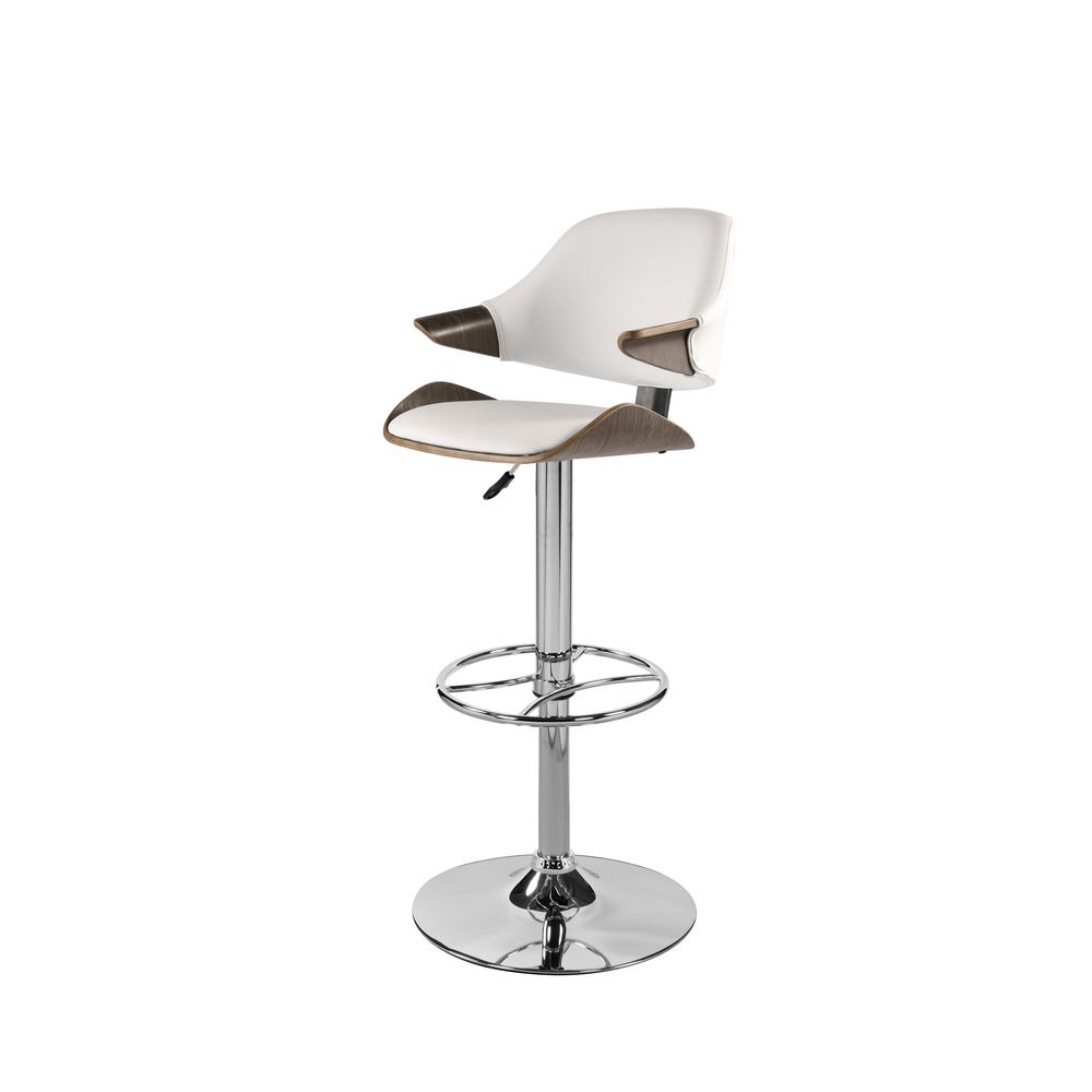 Curved Back Adjustable Height Stool, White. Picture 3