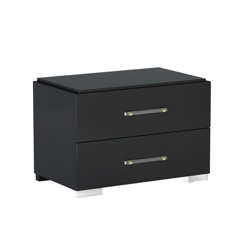 Modern 2-Drawer Gloss Black Night Stand. The main picture.