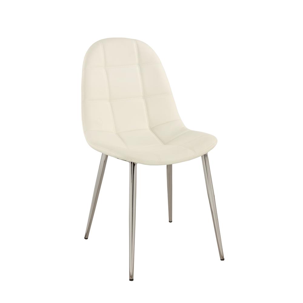 Waffle Tufted Side Chair With Bucket Seat  - Set Of 4, White. Picture 1