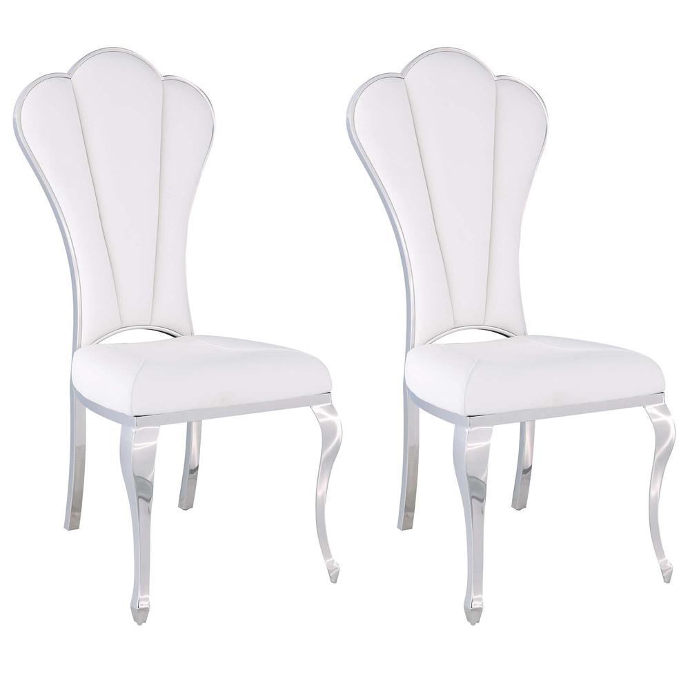 Shell Back Side Chair - Set Of 2, White. Picture 2