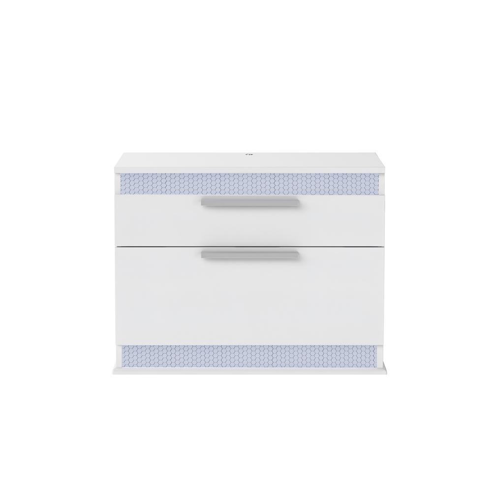 Modern Gloss White 2-Drawer Night Stand. Picture 2