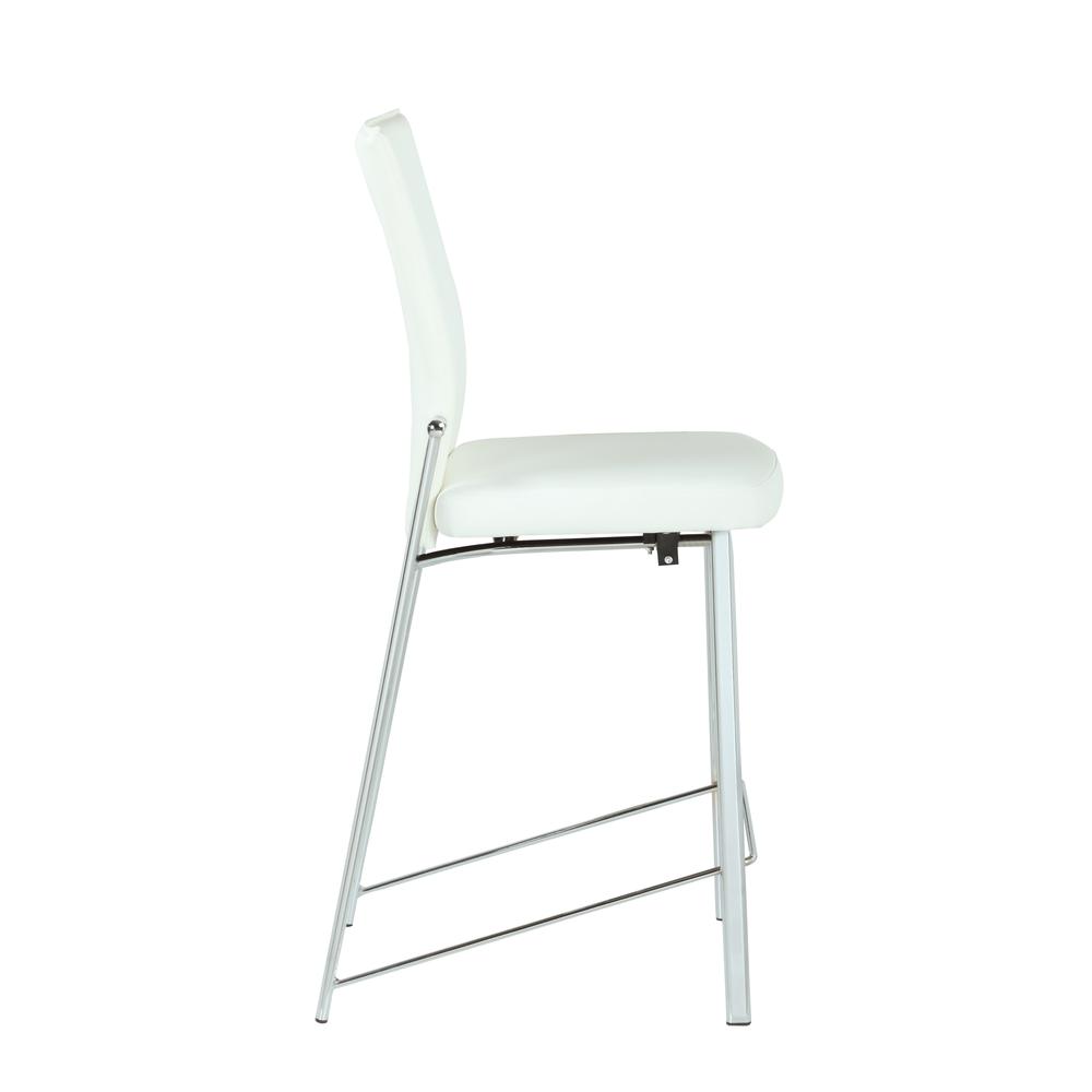 Contemporary Motion Back Bar Stool w/ Chrome Frame, MOLLY-BS-WHT-CHM. Picture 3