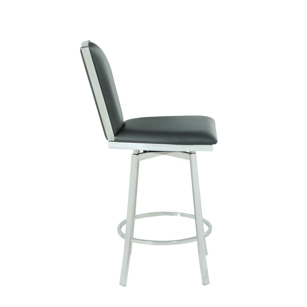 Swivel Counter Stool W/ Design Back, Gray. Picture 5