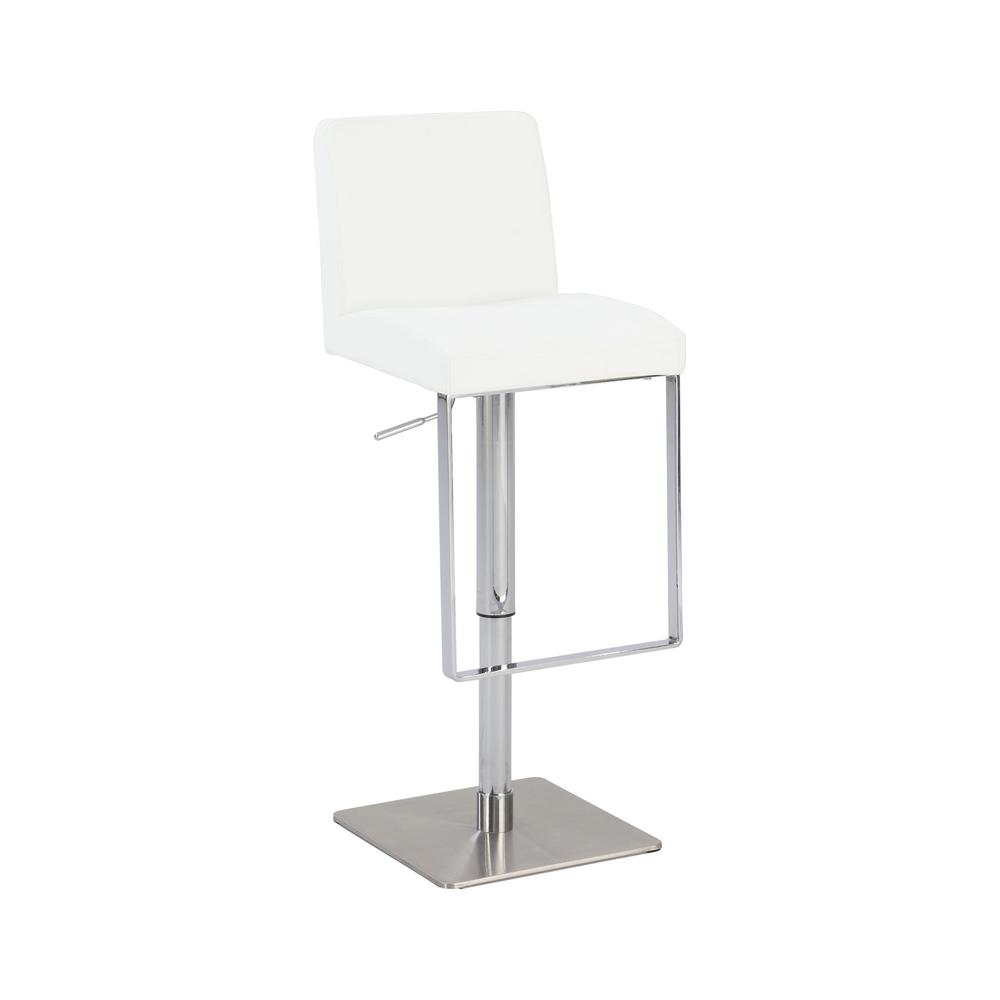 Pneumatic Gas Lift Adjustable Height Swivel Stool, White. Picture 1