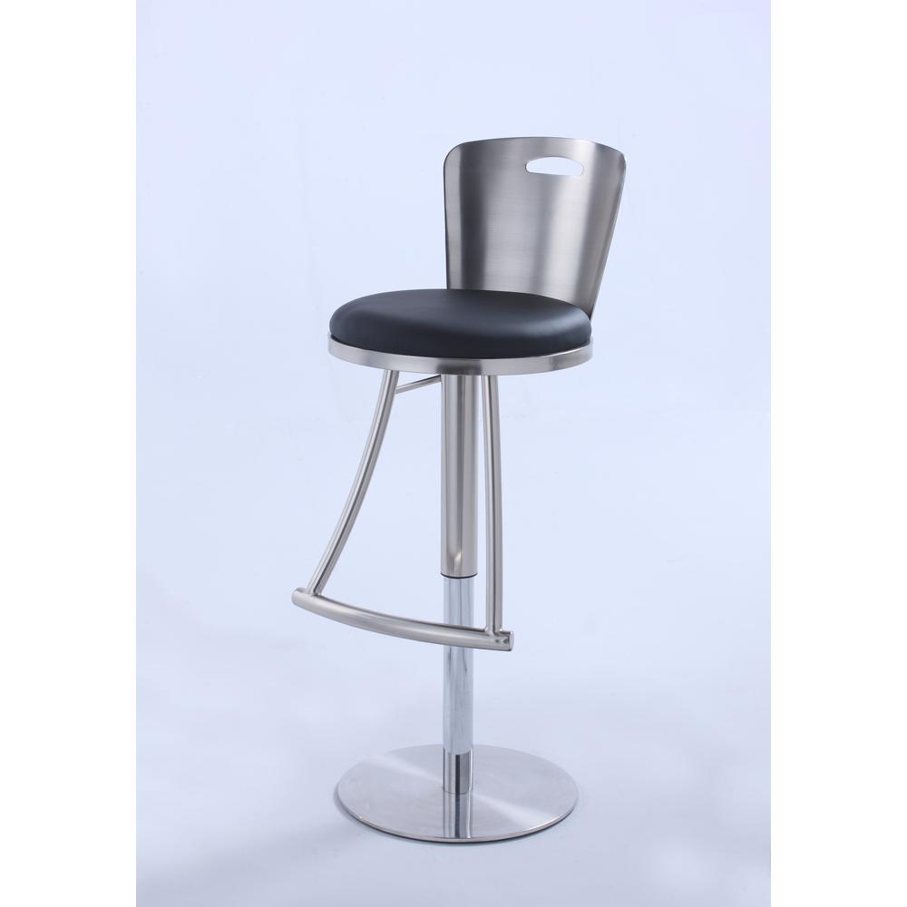Metal-Back Adjustable Height Stool, Brushed Nickel. Picture 3