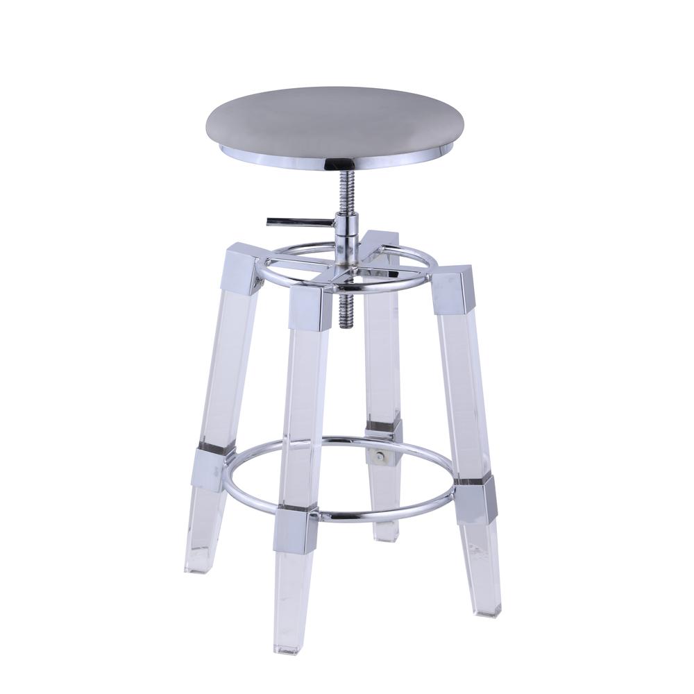 Adjustable Stool W/ Upholstered Seat, Gray. Picture 2