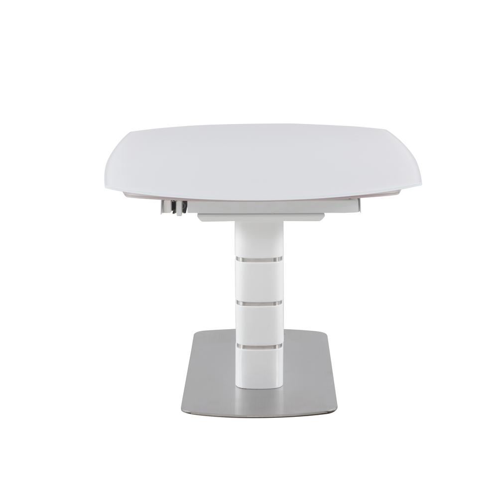 Contemporary White Motion-Extendable Dining Table. Picture 2