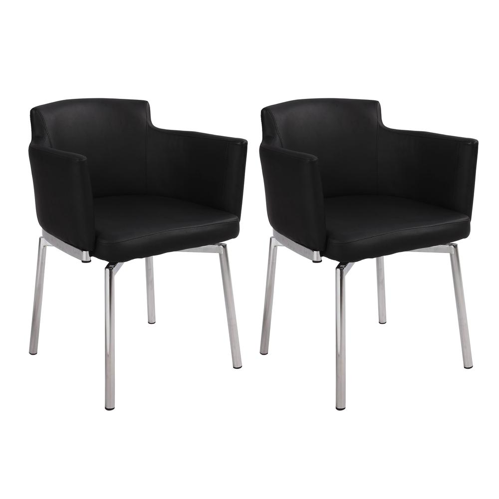 Club Style Arm Chair With Memory Swivel - Set Of 2, Black. Picture 1