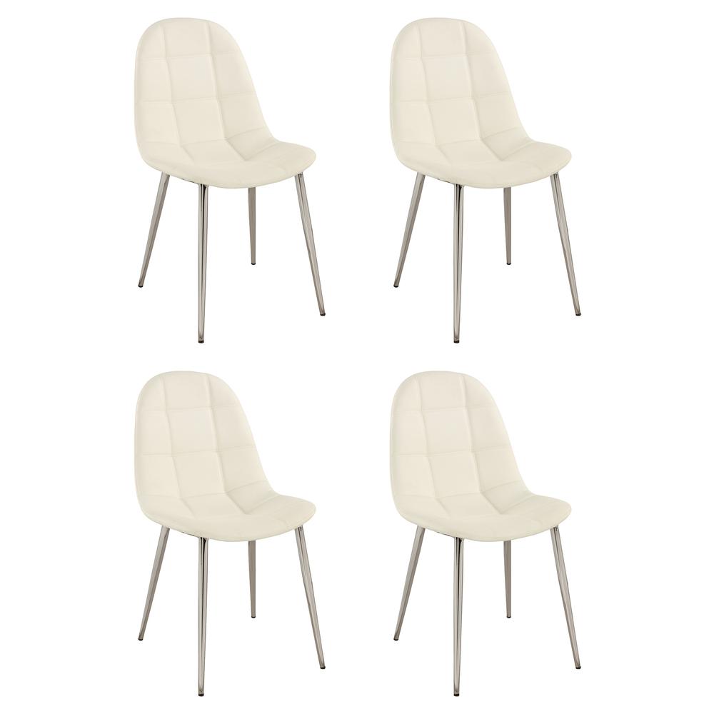 Waffle Tufted Side Chair With Bucket Seat  - Set Of 4, White. Picture 4
