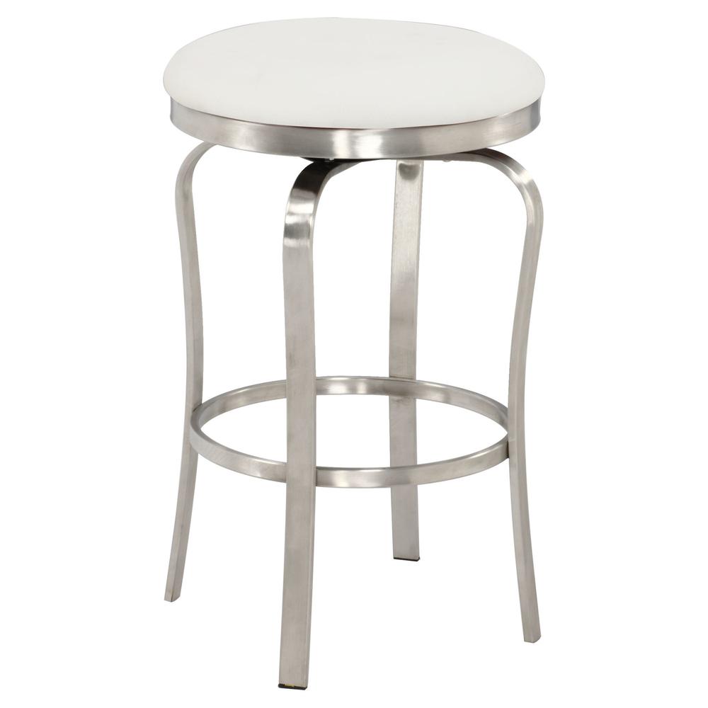Modern Backless Counter Stool, White. Picture 1