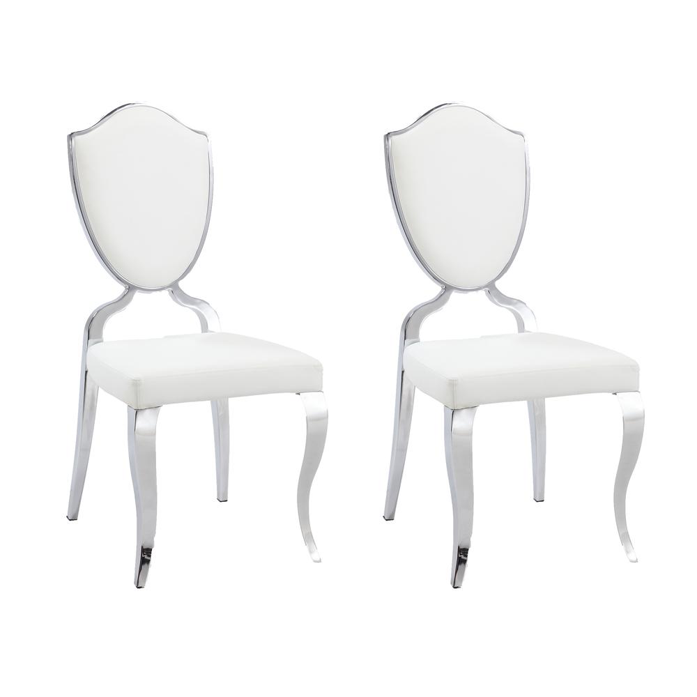 Shield Back Side Chair With Cabriole Legs - Set Of 2, White. Picture 2