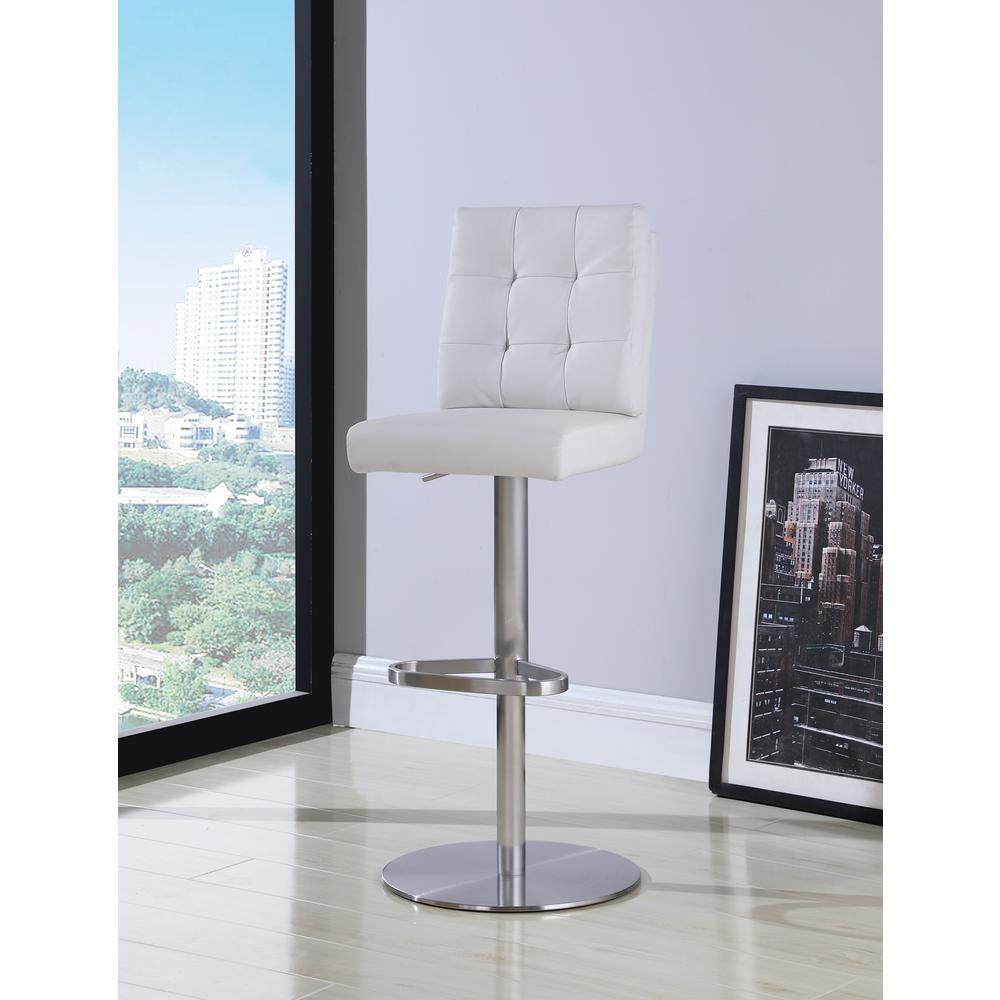 Tufted Back Adjustable Height Stool, White. Picture 5
