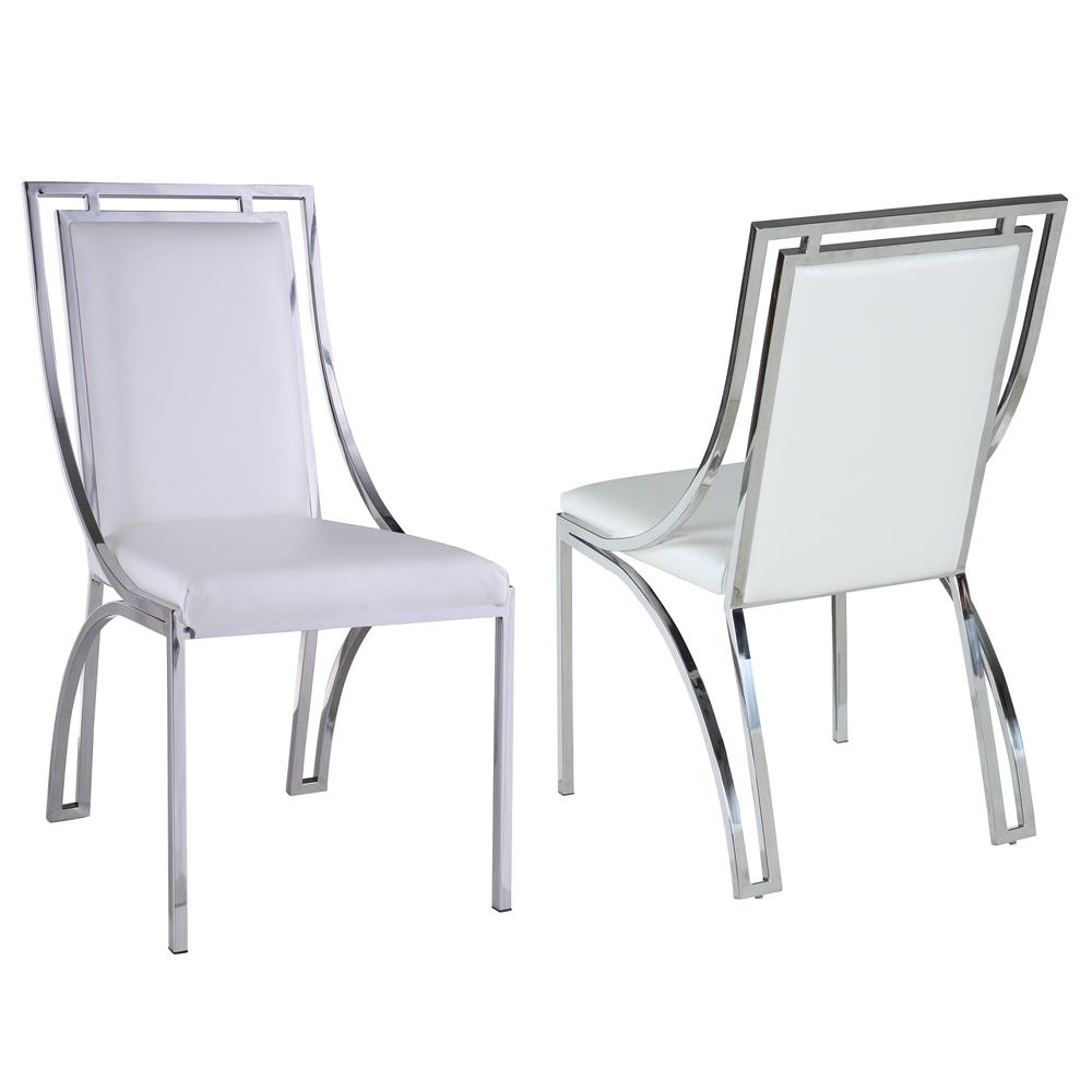 Contemporary Open Frame Side Chair - Set Of 2, White. Picture 5