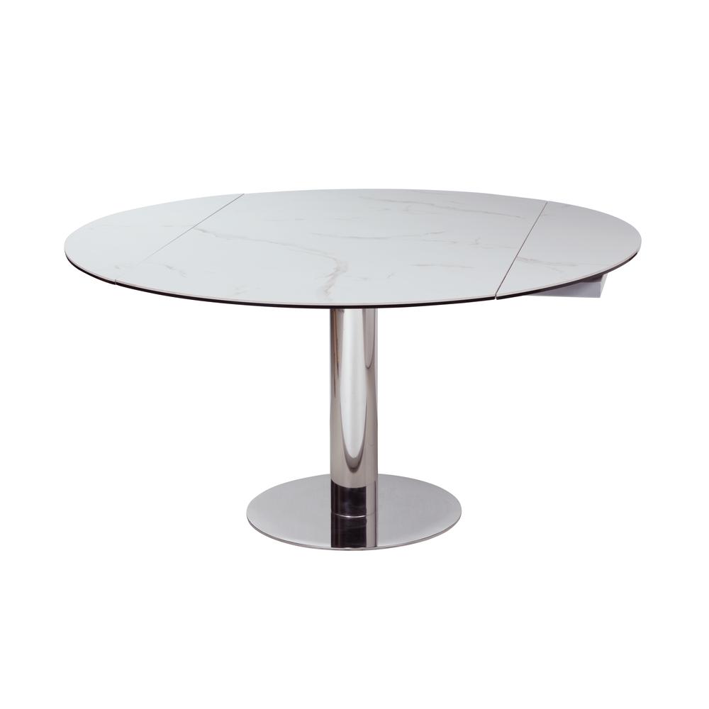 Contemporary Motion-Extendable Dining Table w/ Ceramic Top. Picture 1