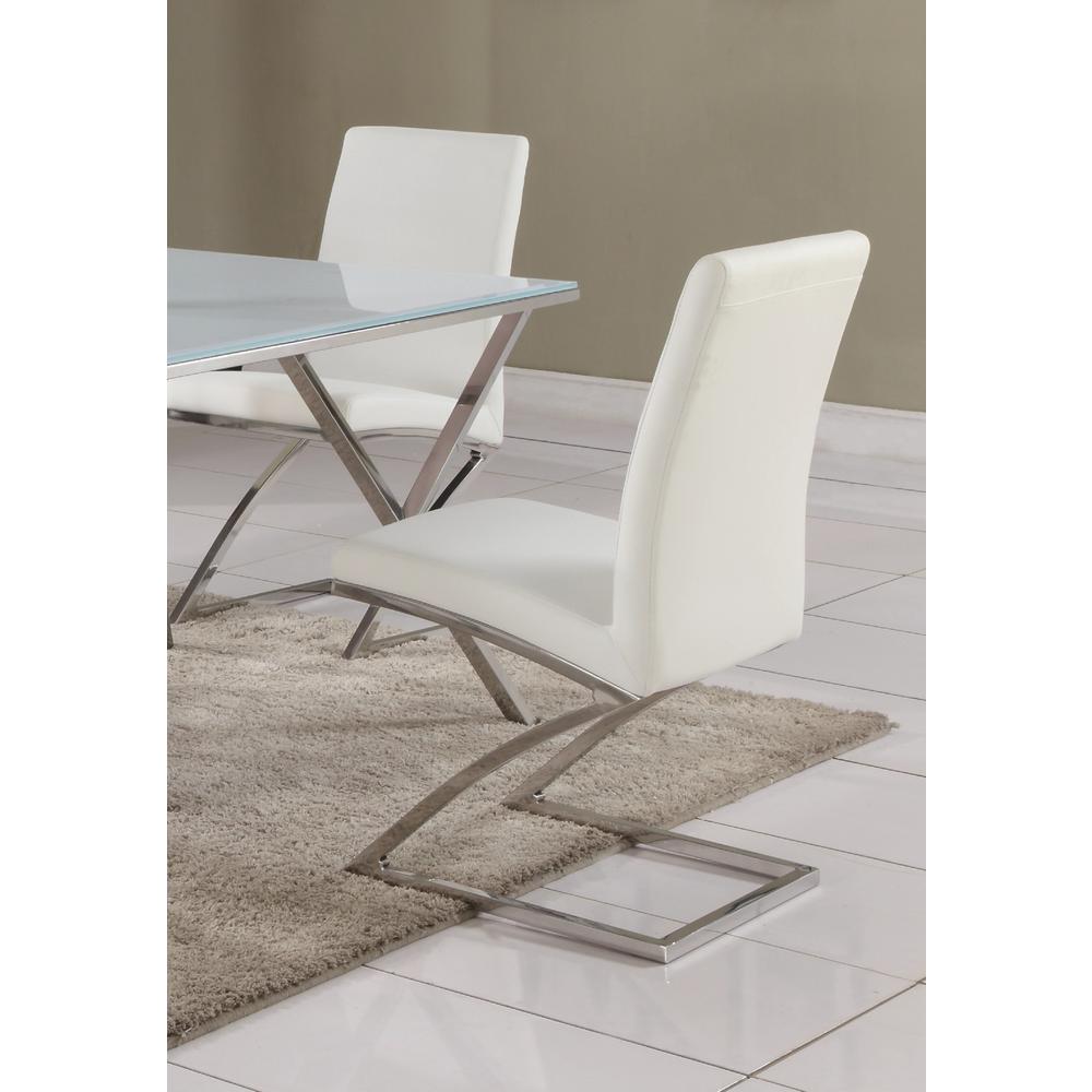 "Z" Frame Contemporary Side Chair  - Set Of 4, Stainless Steel. Picture 5