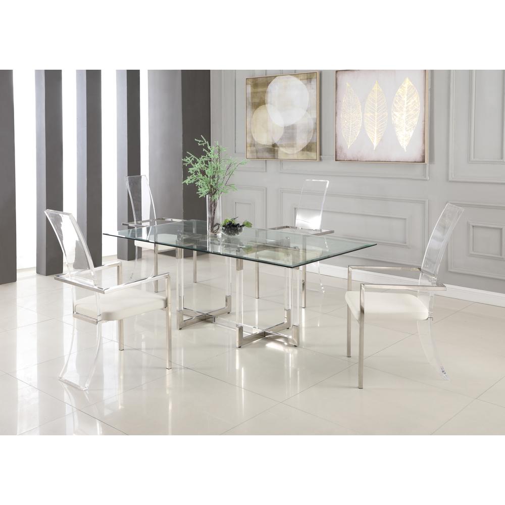Acrylic High Back Arm Chair - Set Of 2, White. Picture 7