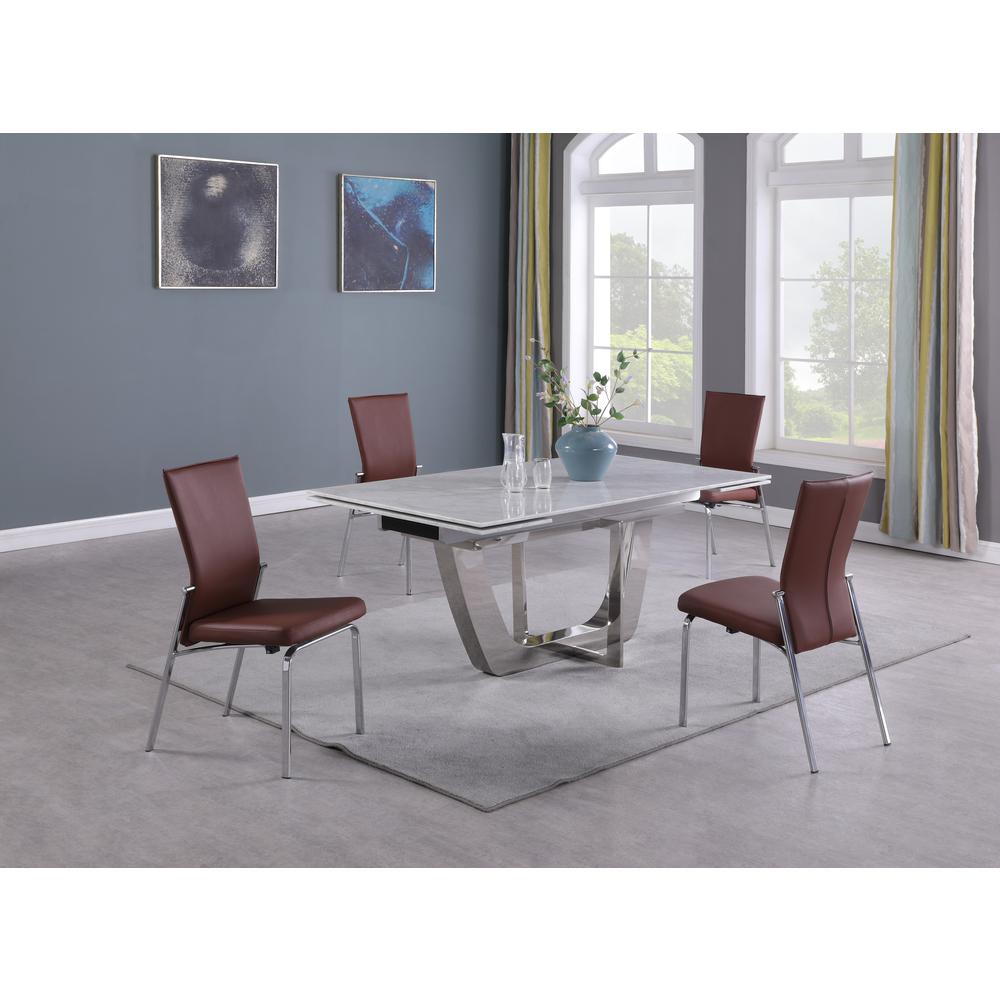 Contemporary Dining Set w/ Extendable Marble Table & 4 Motion Chairs. Picture 1