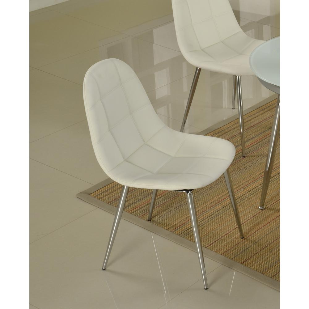 Waffle Tufted Side Chair With Bucket Seat  - Set Of 4, White. Picture 2