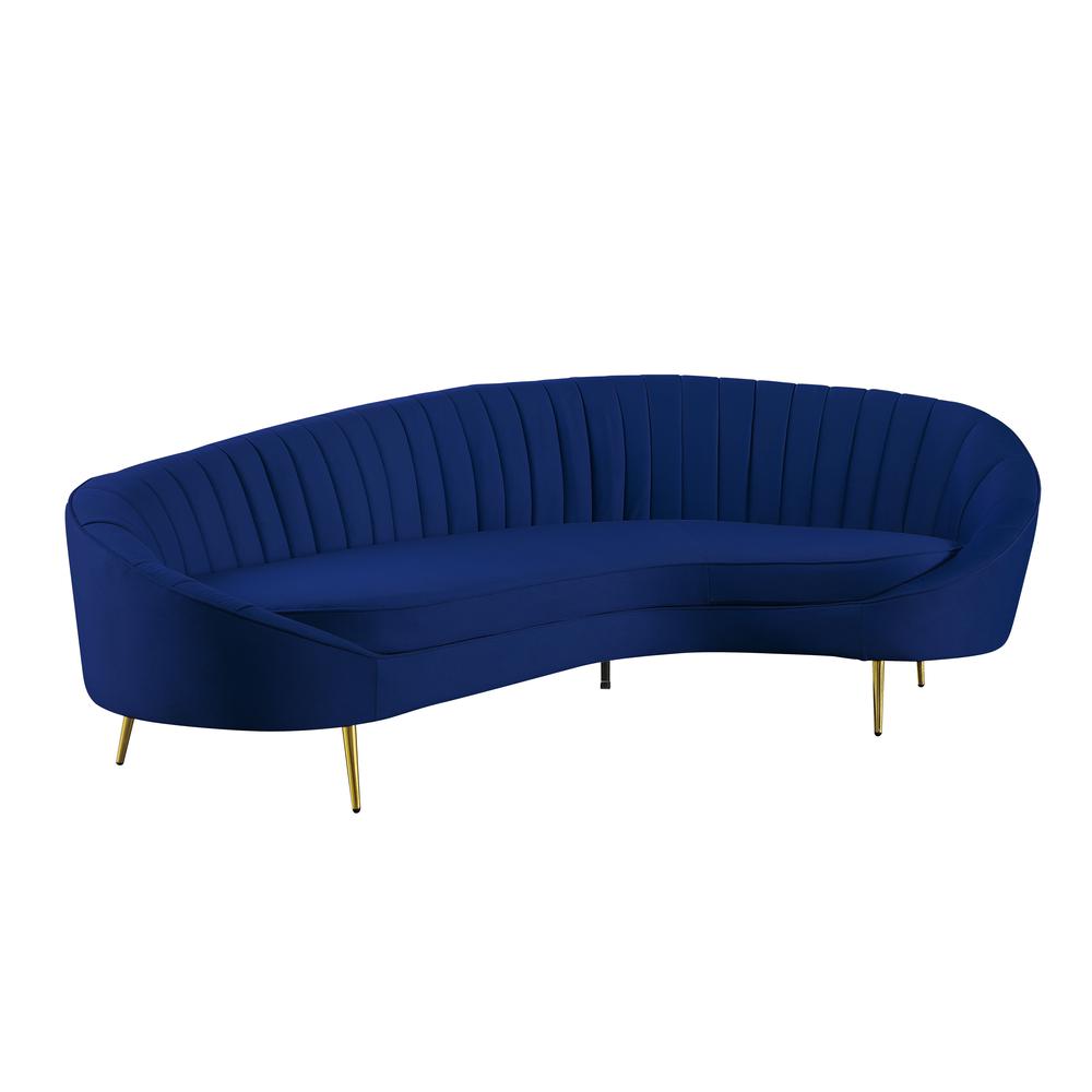 Modern Chaise-Style Sofa w/ Pet & Stain Resistant Fabric Blue. The main picture.