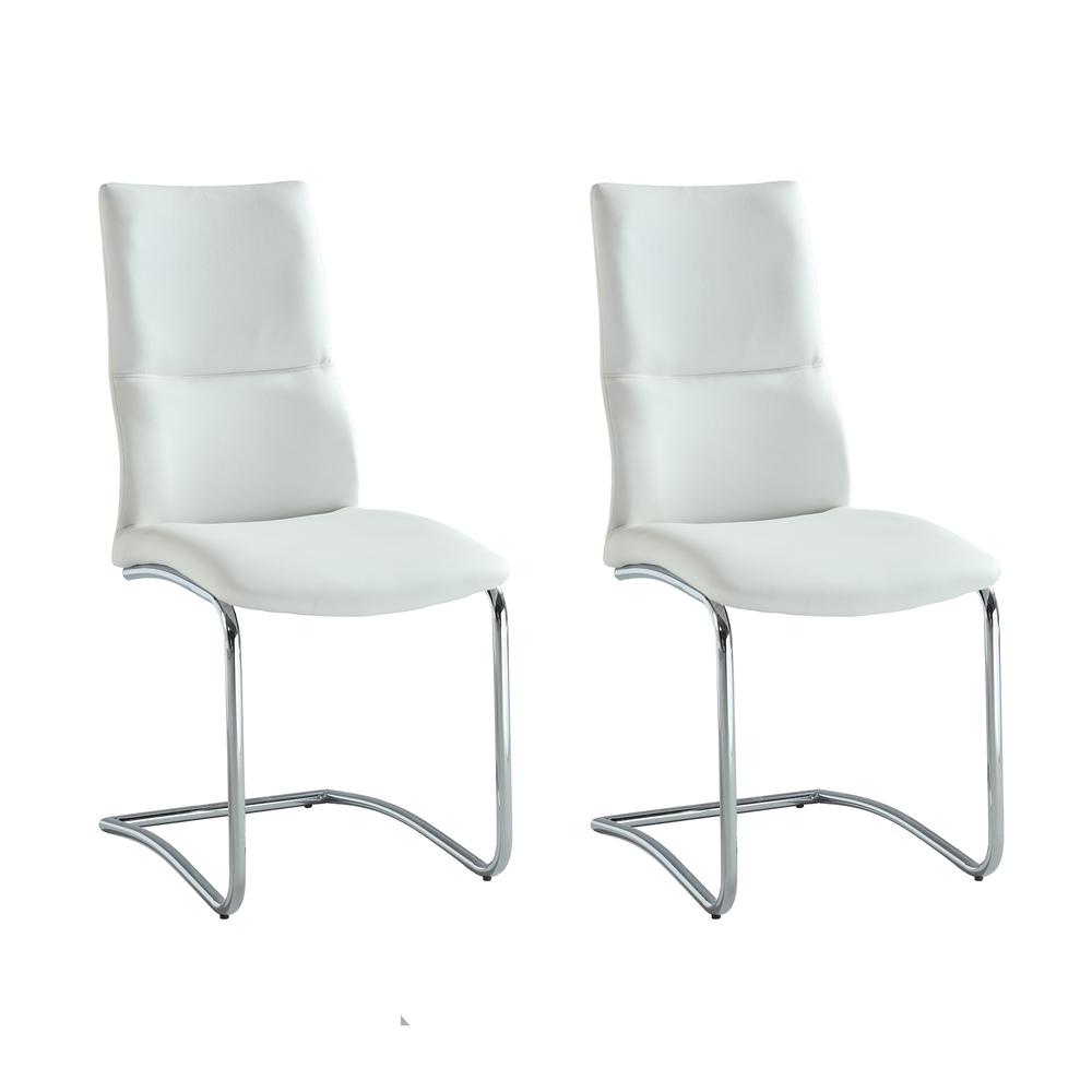 Cantilever Curved Back Side Chair - Set Of 2, White. Picture 3