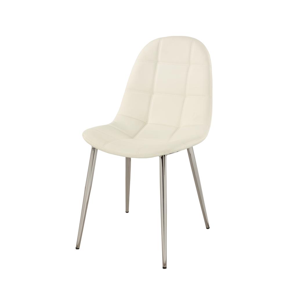 Waffle Tufted Side Chair With Bucket Seat  - Set Of 4, White. Picture 3