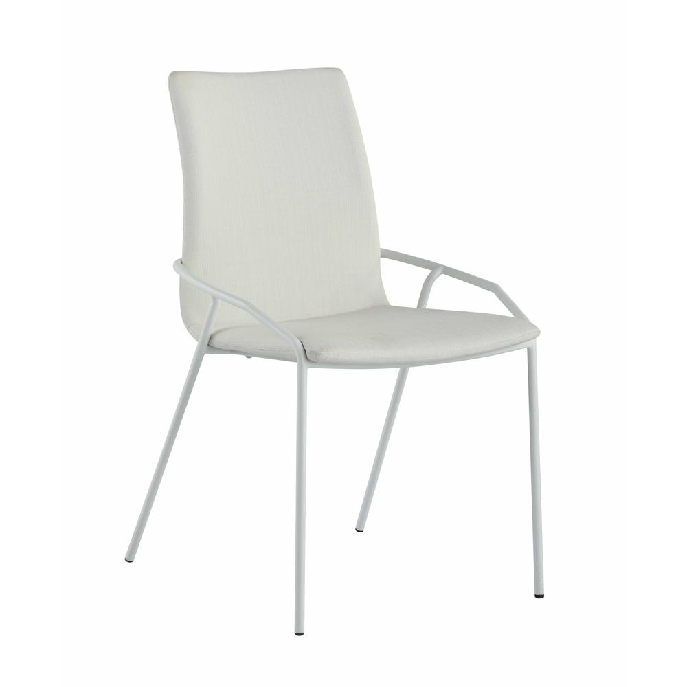 Contemporary White Upholstered Side Chair. Picture 1