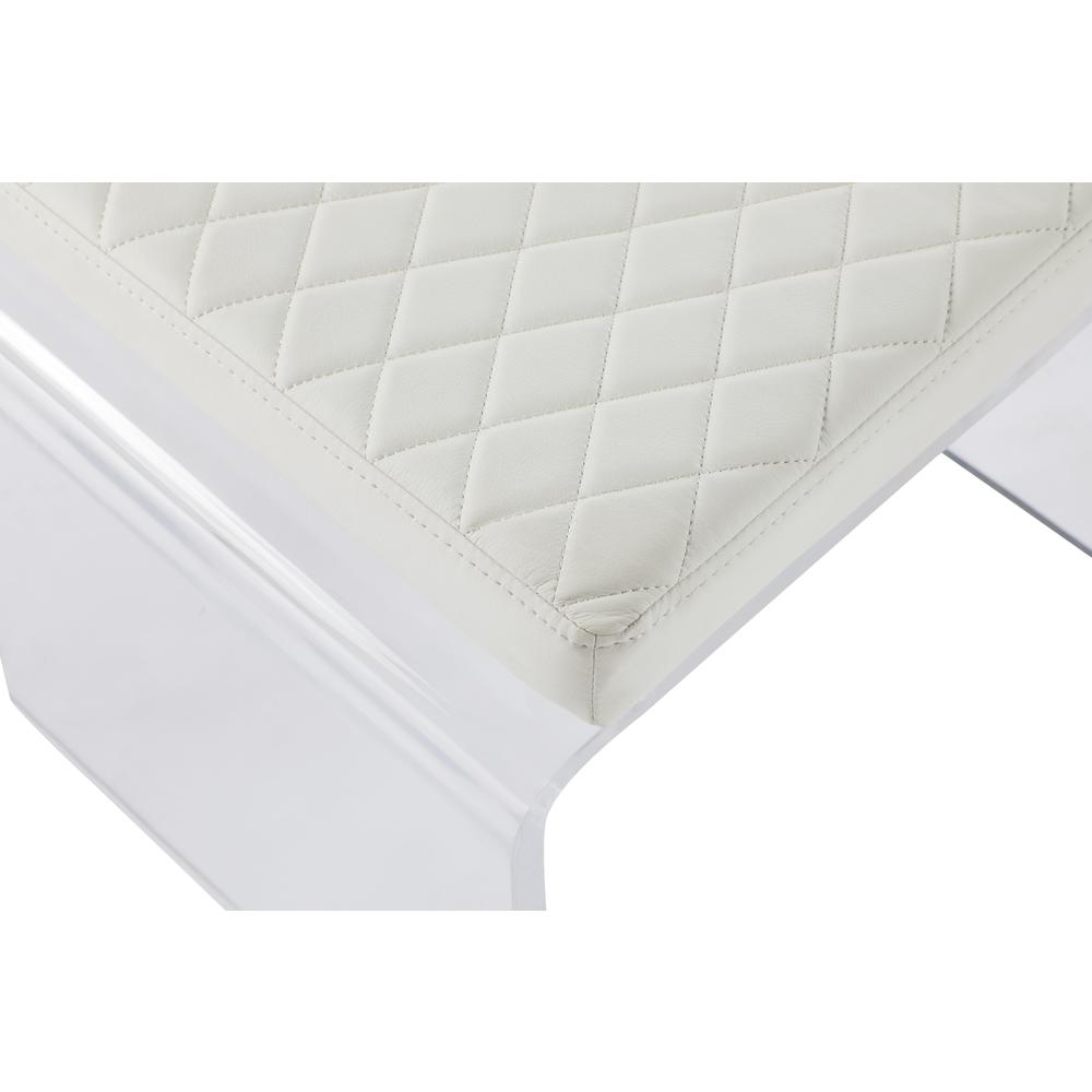 Contemporary Acrylic & White Upholstered Ottoman. Picture 5