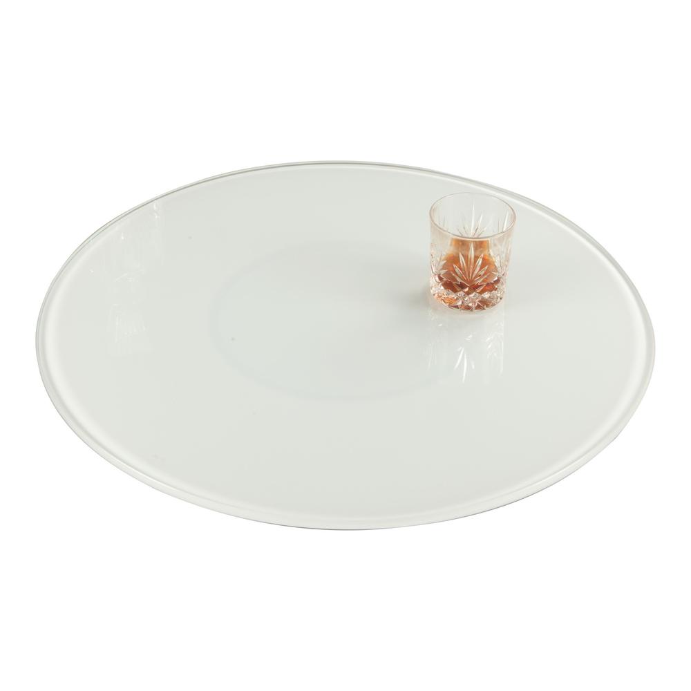 24" Round Glass Rotating Tray, White. Picture 2