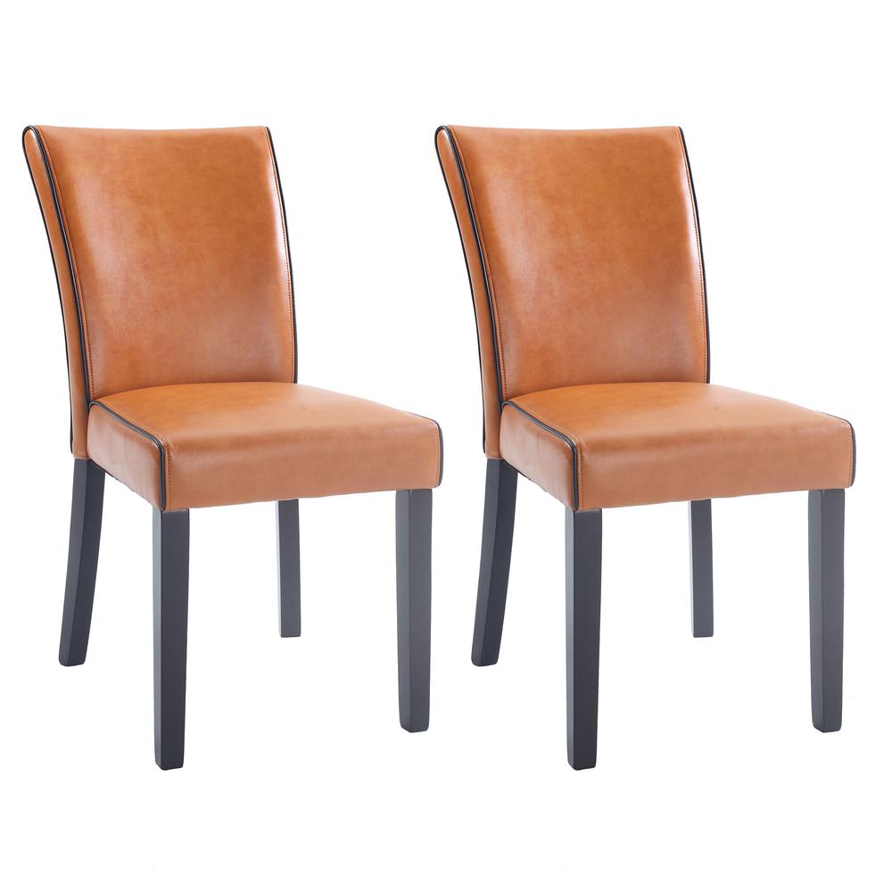 Bonded Leather Parson Chair - Set Of 2, Orange. Picture 2