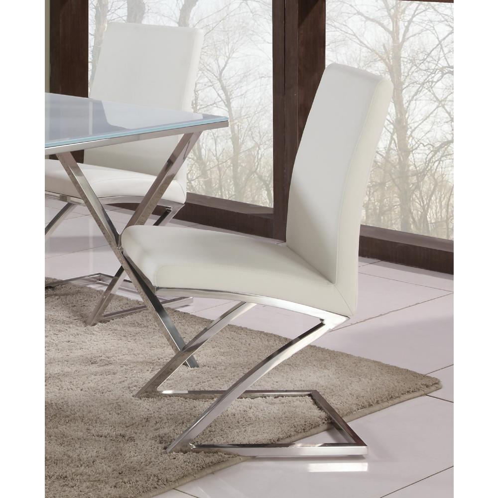 "Z" Frame Contemporary Side Chair  - Set Of 4, Stainless Steel. Picture 8