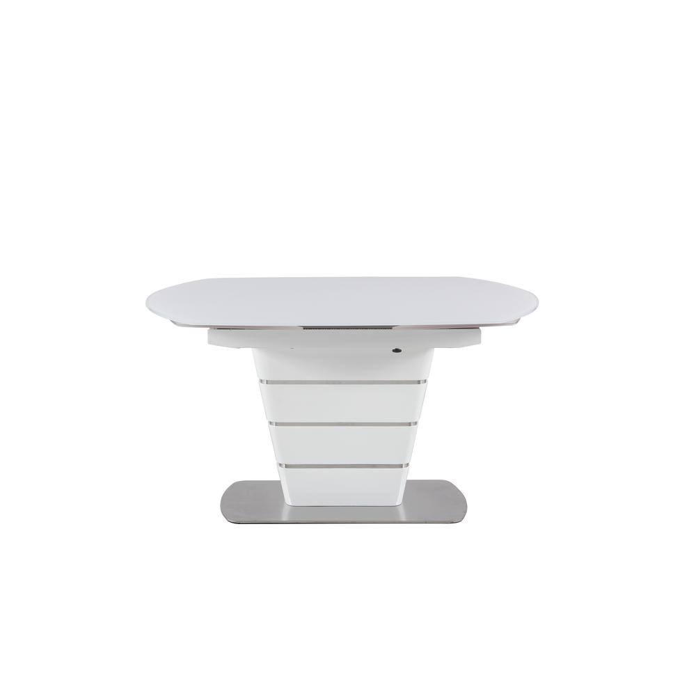 Contemporary White Motion-Extendable Dining Table. Picture 5
