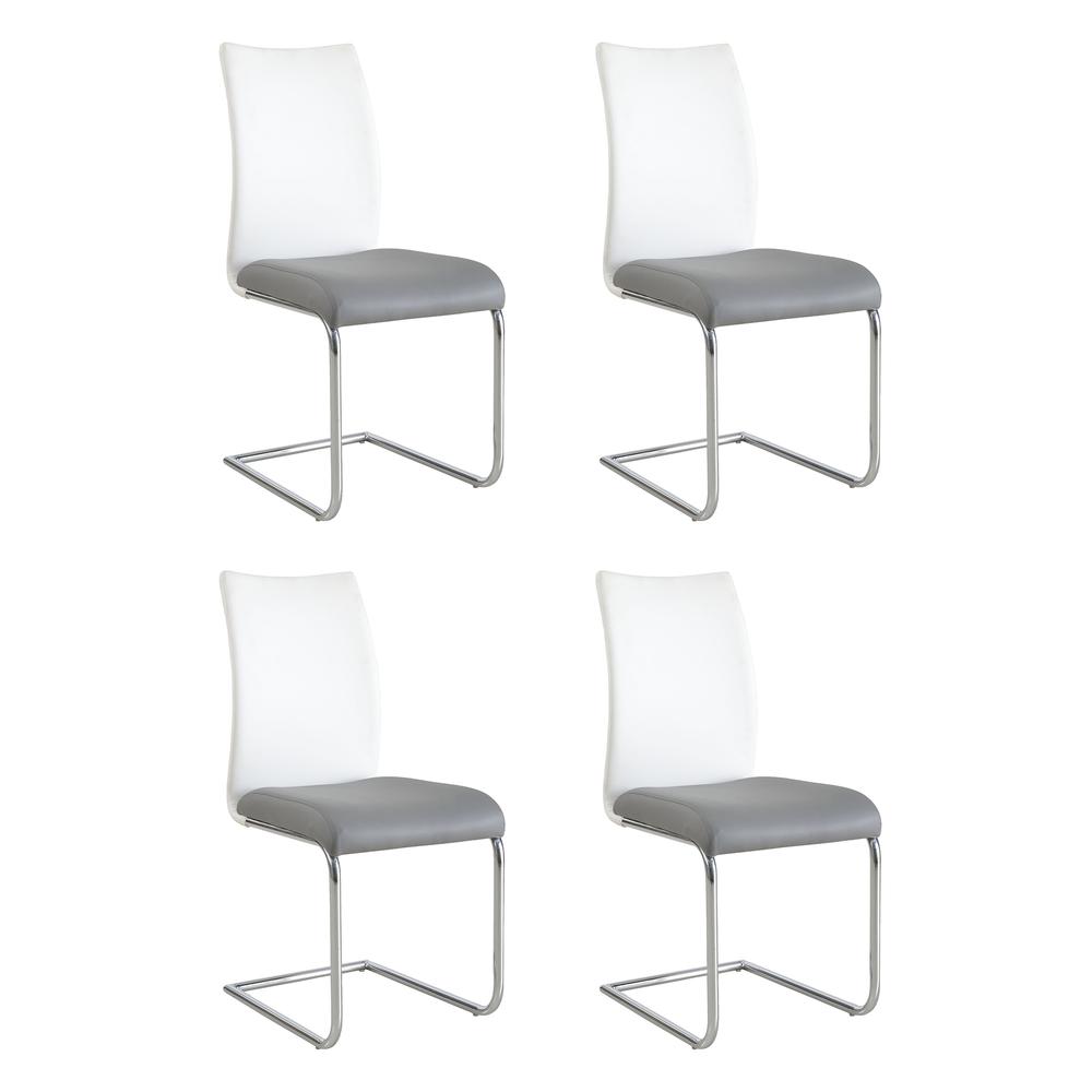 2 Tone Contour Back Cantilever Side Chair  - Set Of 4, Chrome. Picture 1