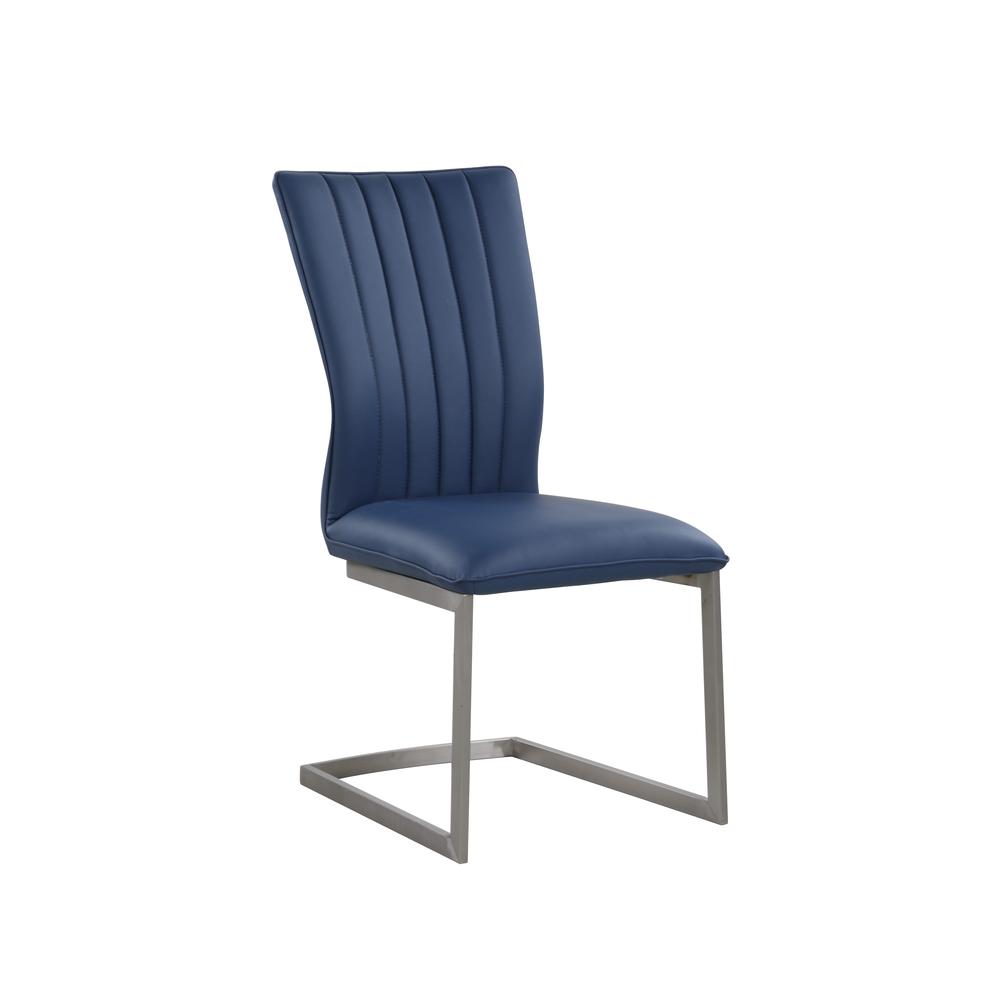 Channel Back Cantilever Side Chair - Set Of 2, Blue. Picture 1