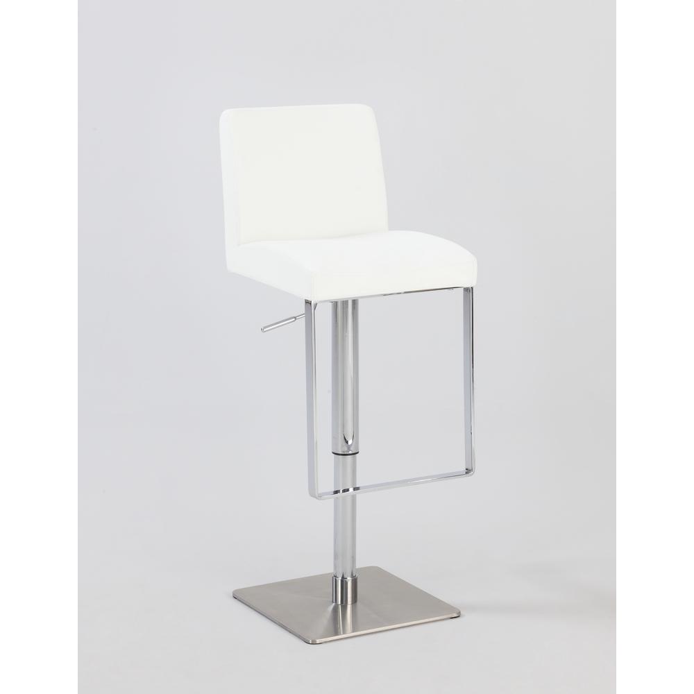 Pneumatic Gas Lift Adjustable Height Swivel Stool, White. Picture 2