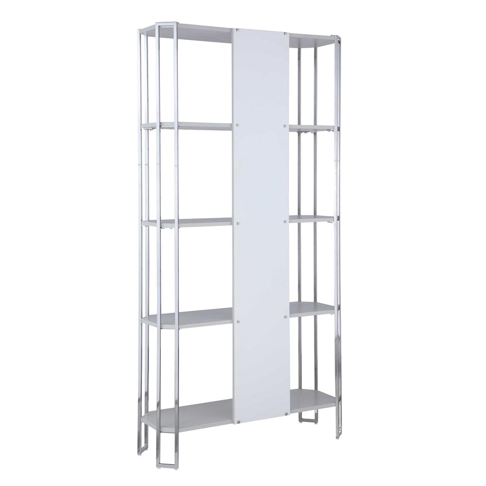 Contemporary Gray Bookshelf w/ Polished Steel Frame. Picture 3