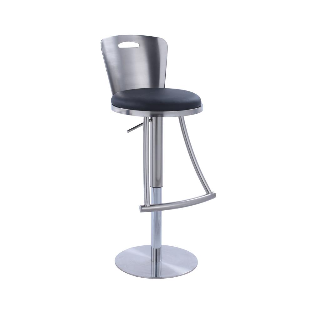 Metal-Back Adjustable Height Stool, Brushed Nickel. Picture 1