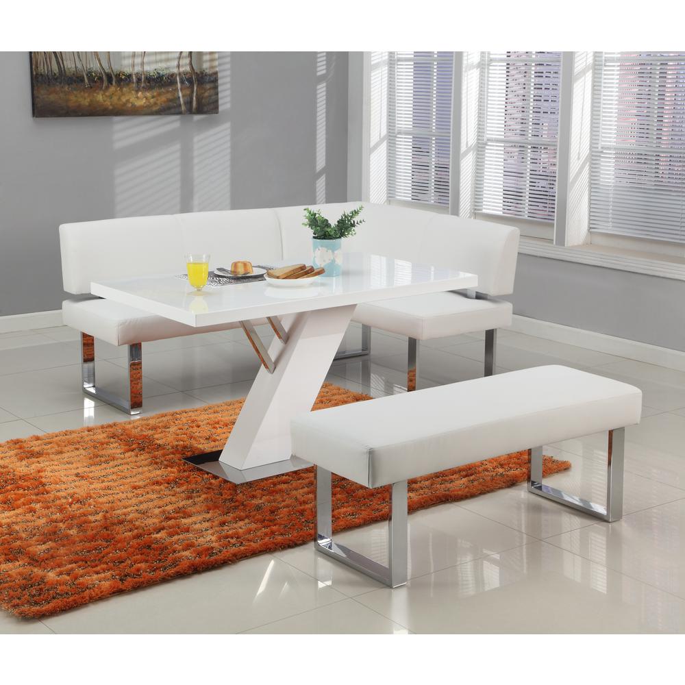 Contemporary Backless Long Bench, White. Picture 3