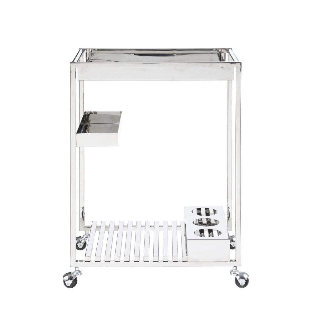 Contemporary All Metal Tea Cart, Polished Ss. Picture 2