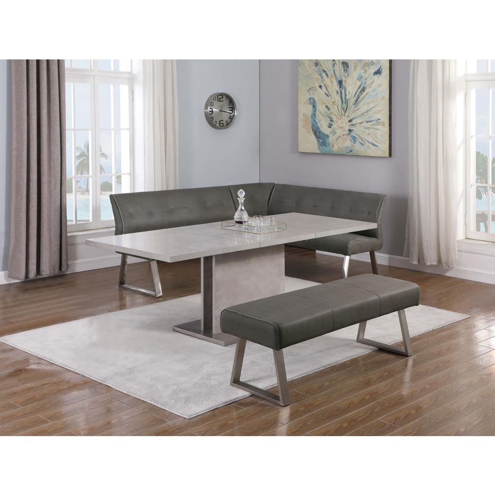 Contemporary Dining Set w/ Extendable Table, Nook & Bench, KALINDA-3PC. Picture 1